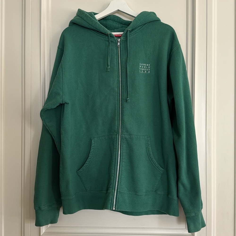 Supreme Green Zip-Up Hoodie